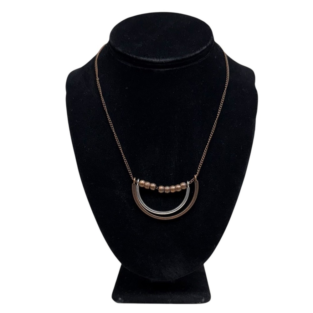 Paparazzi Bronze Copper Silver Tone Necklace & Earrings Set Fashion Jewelry